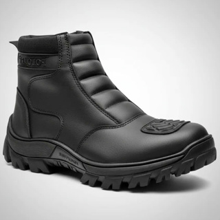 Bota Motociclista Impermeável Zíper Lateral Coturno Motoqueiro Conforto Premium Protetor de Marcha e Bico Reforçado em Oferta na Shopee