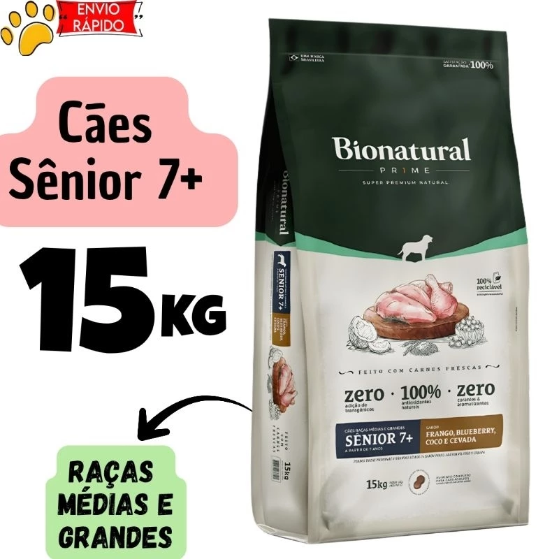 Ração Bionatural para Cães Sênior Raças Médias e Grandes 15kg