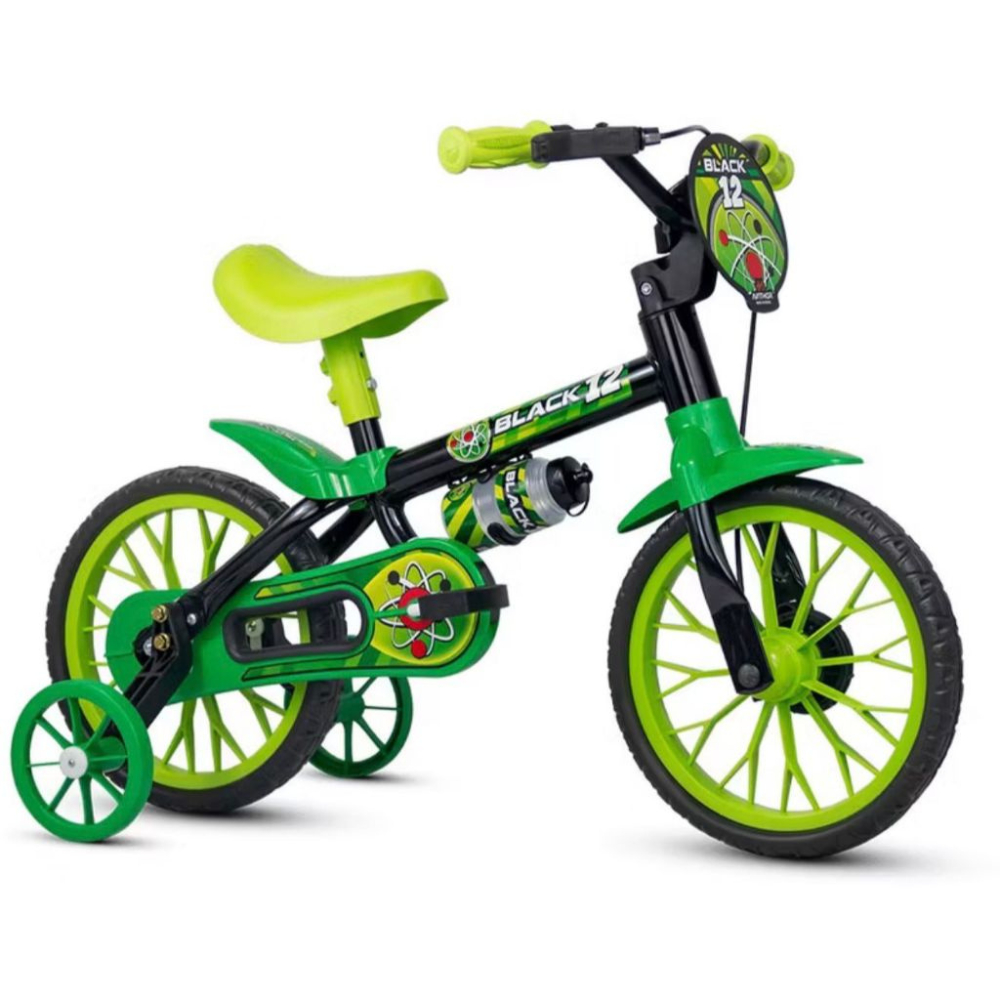 Bicicleta Infantil Aro 12 Nathor Completa com Rodinhas Cestinha e Garrafinha e Ideal para Crianças