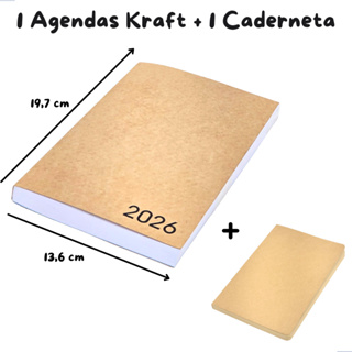 1 Agenda Diária Executiva Brochura Capa Flex Kraft Ecológica 360pg + 1 Caderneta Kraft sem Pauta em Oferta na Shopee
