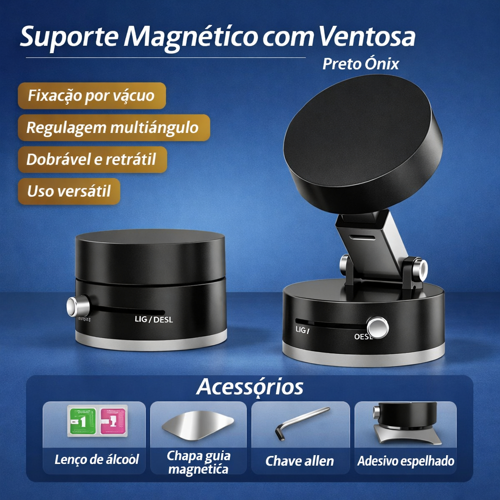 Suporte Magnético Celular MagSafe Dobrável Ajustável 360° Base Mesa Universal iPhone Samsung Xiaomi
