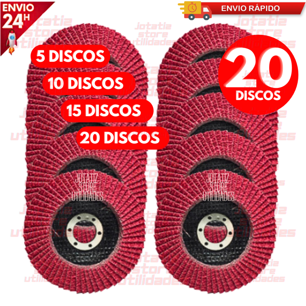 Jogo Discos Flap 20/15/10/5 Desbaste Lixamento Rebolo Abrasivo 4.1/2'' 115mm 40 60 80 100 Grãos em Oferta na Shopee