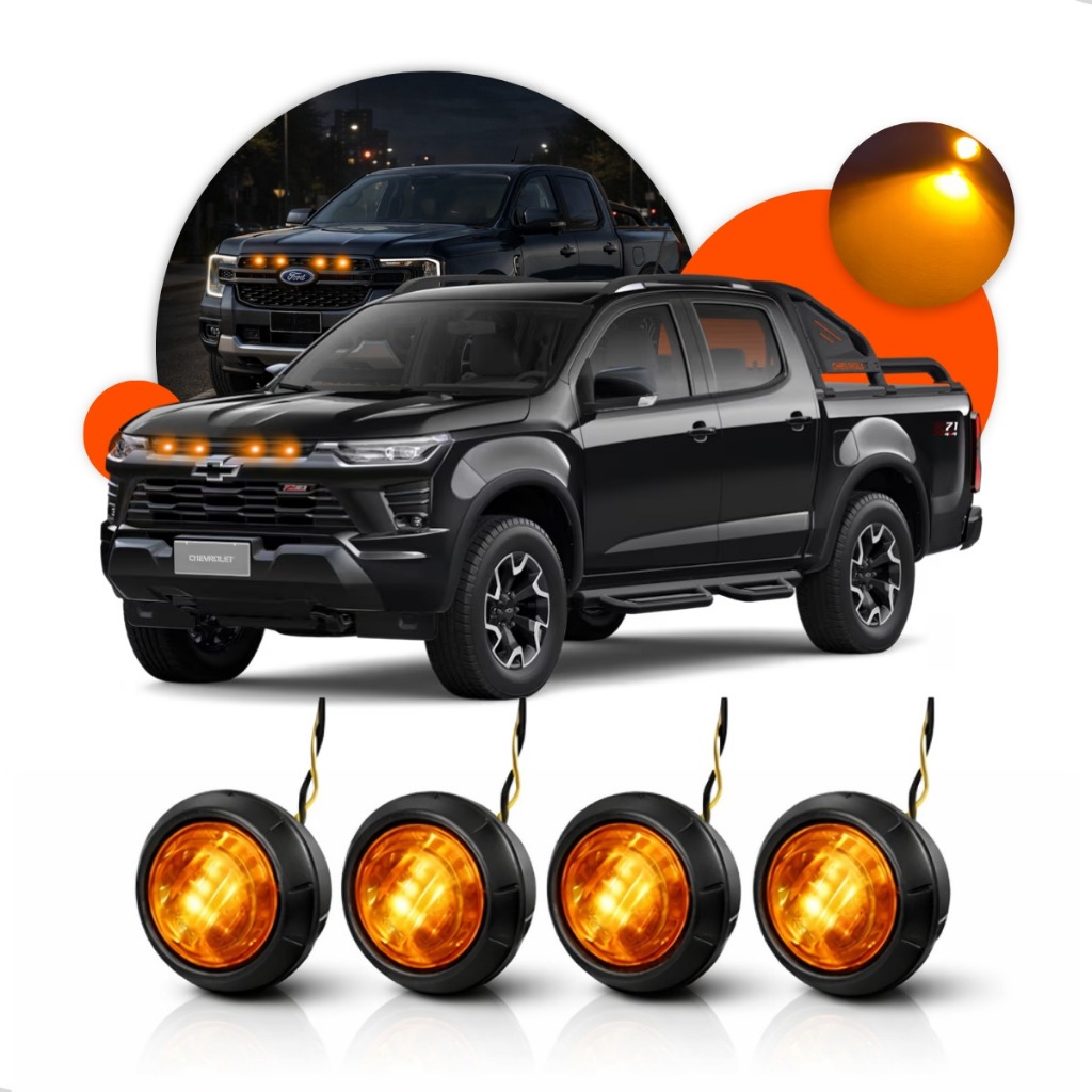 Kit Luz De Grade Led Emborrachada ambar laranja Caminhonete hilux strada ranger f250 saveiro montana s10 Amarok L200