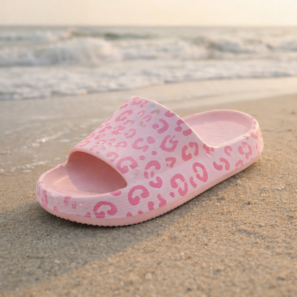 Chinelo Slide Feminino EVA Animal Print Antiderrapante Leve Confortável