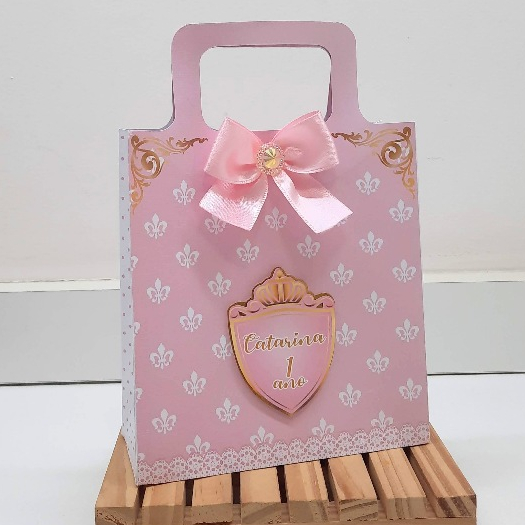 Sacolinha Personalizada Realeza rosa|Sacolinha Surpresa|Lembrancinha pronta para Festas
