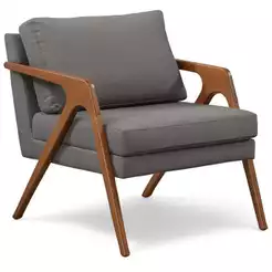 Poltrona Mona Consultório Decorativa Reforçada Cadeira de Recepção Clinica Sala Jantar Linho Madeira