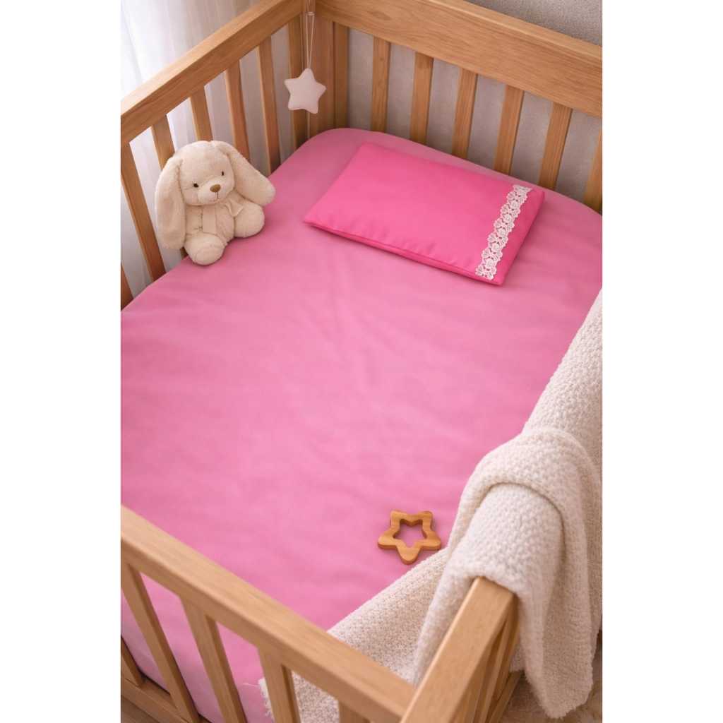 Lençol de Berço com Elástico Fronha Decorada com Laíse Microfibra Macia Jogo para Berço Bebê 2 Peças