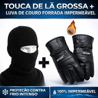 Kit Touca Ninja Balaclava + Luva De Couro Impermeável Térmica Motoqueiro Motociclista em Oferta na Shopee