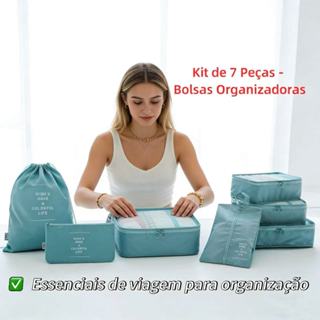 Kit de 7 Peças - Bolsas Organizadoras para Mala de Viagem, Roupas e Bagagem em Oferta na Shopee