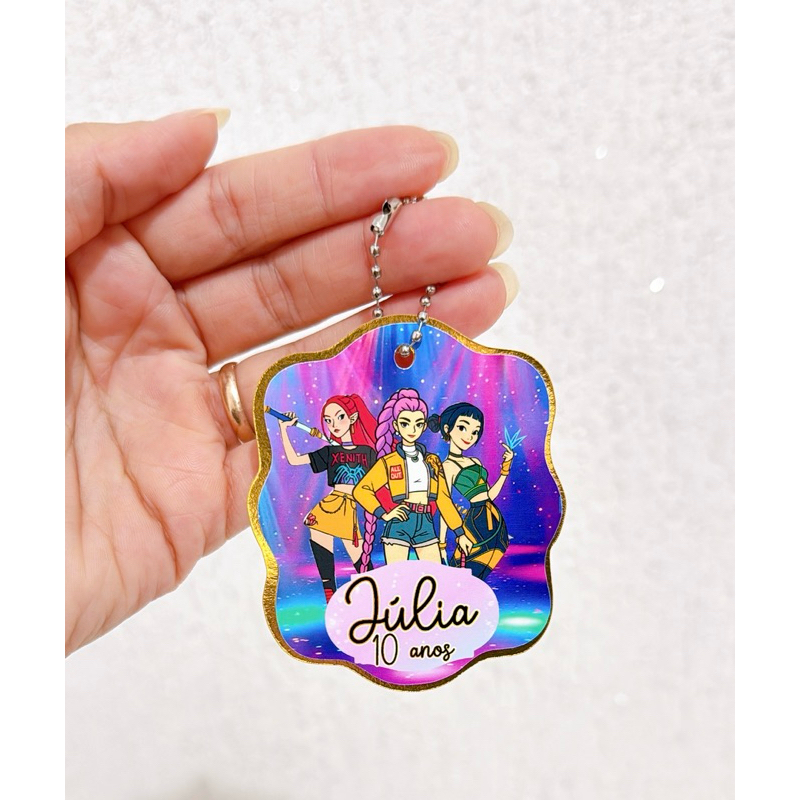 Tag Personalizada 3D para Lembrancinha | Apliques | Guerreiras do k-pop | Etiqueta Festa Infantil | Qualquer Tema