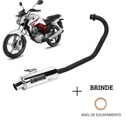 Escapamento Titan 150 EX ESD 2014 E 2015 Mini Turbo Fortuna Cromado CURVA PRETO