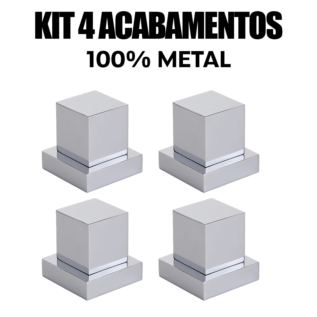 Kit 4 Acabamentos Registro Quadrado Cromado 100% Metal Padrão Deca 1/2 e 3/4 em Oferta na Shopee