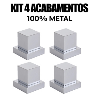 Kit 4 Acabamentos Registro Quadrado Cromado 100% Metal Padrão Deca 1/2 e 3/4 em Oferta na Shopee