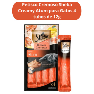 Petisco Cremoso Sheba Creamy Atum para Gatos 4 tubos de 12g em Oferta na Shopee