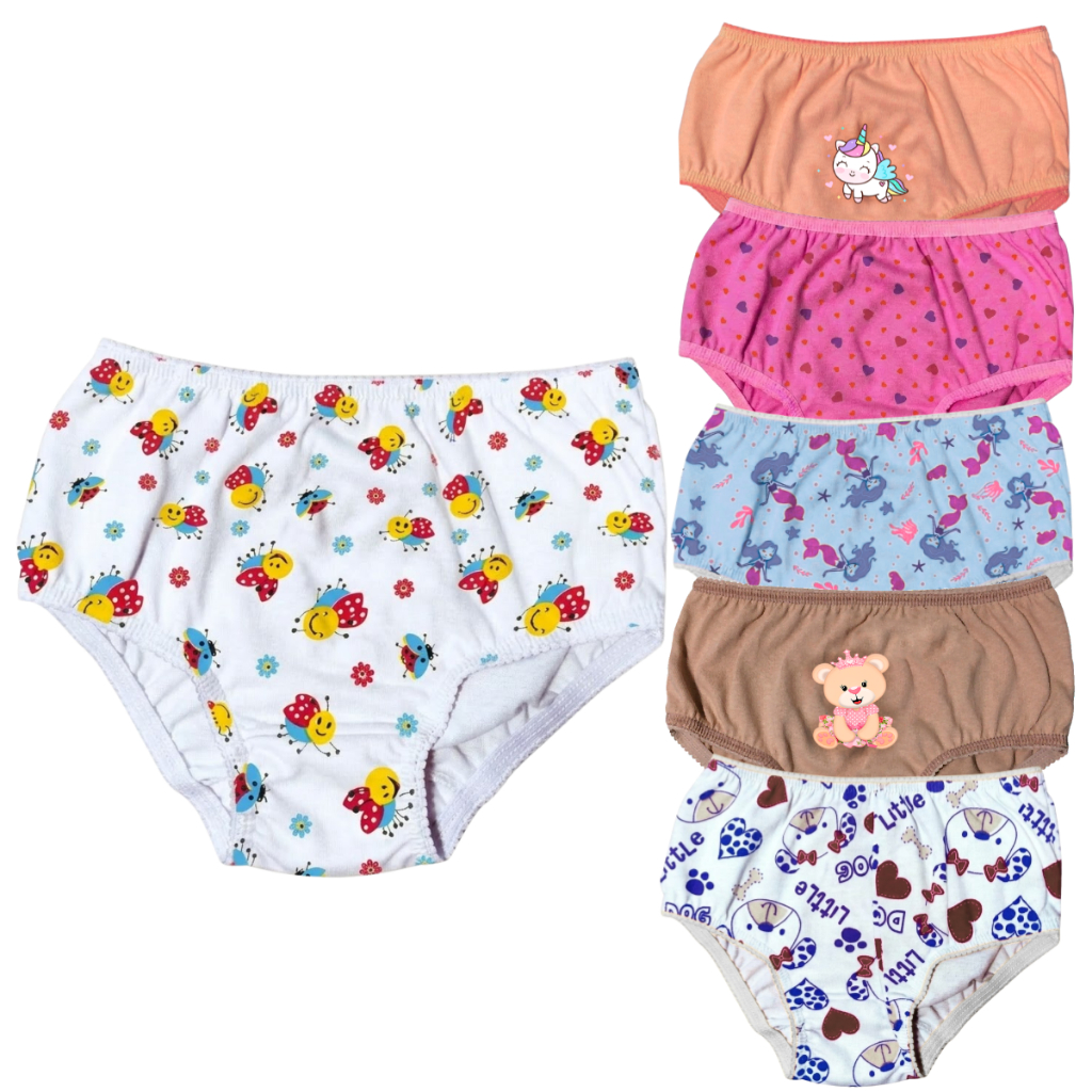 Kit 10 Calcinha Infantil Menina 100% algodão Cores Sortidas Moda Infantil Super Confortaveis P ao GG