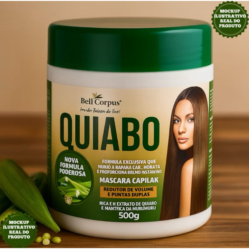 Máscara de Cabelo Hidratação Capilar Quiabo 500g Brilho e Força para os Fios - BellCorpus
