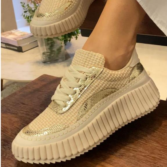Tênis Feminino Plataforma Casual Versátil Luxo Estiloso Confortável Leve Envio Imediato