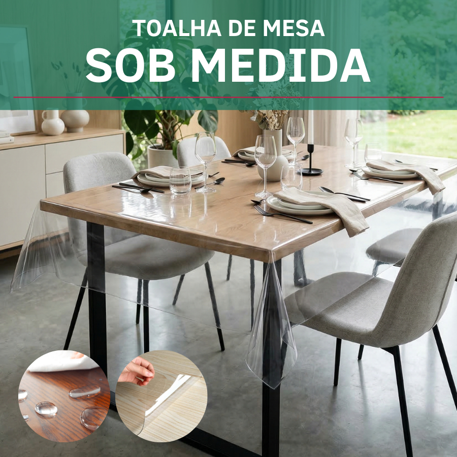 Toalha De Mesa Plástica Impermeável Proteção Total Resistente Fácil Limpeza Sob Medida Premium
