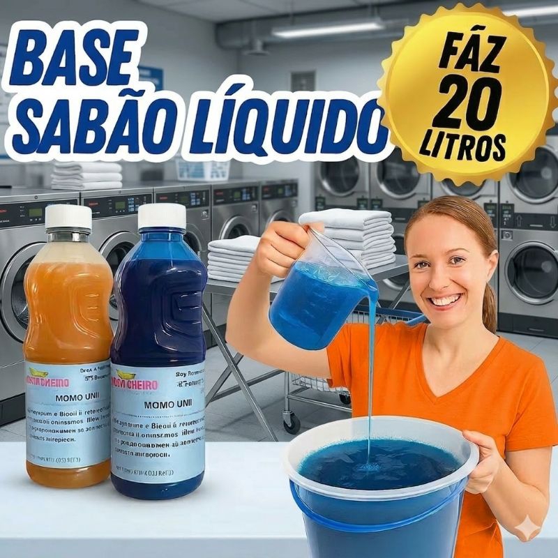 Base kit sabão líquido faz 20 litros lava roupas FÁCIL DE FAZER BLEND 1 E 2 MOMO UNI (B.C) PREMIUM MIX