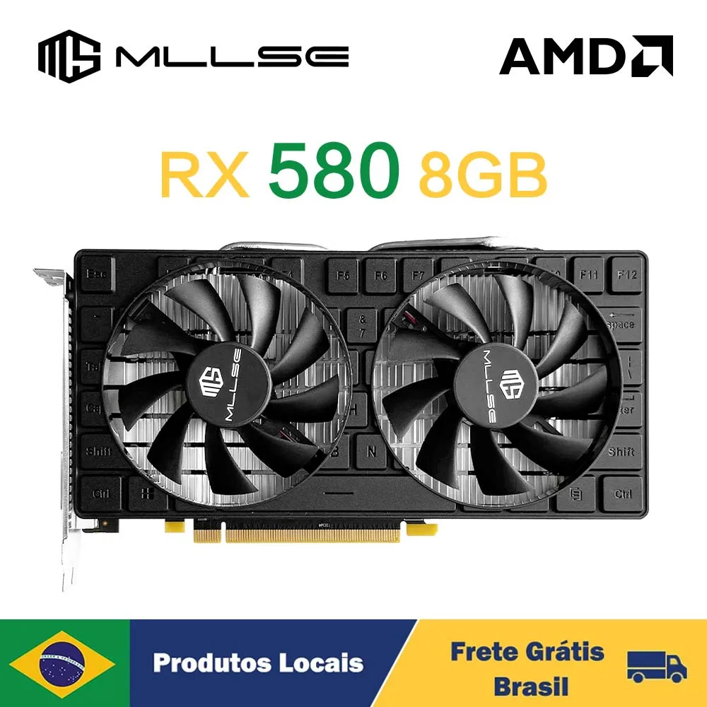 Placa De Vídeo RX 580 8GB NOVA GDDR5 Gamer Roda Tudo Full HD COM NOTA FISCAL