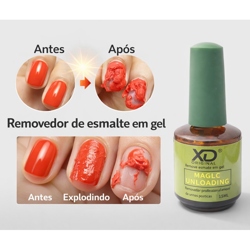 Removedor de Esmalte em Gel Magic Unloading 15ml – Remove Gel Sem Acetona Rápido e Fácil | Removedor de Unhas Profission