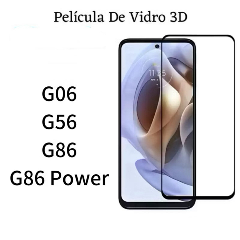 Kit 3Pcs/5Pcs Película De Vidro Temperado 3D Para Motorola G06 G56 G86 G86 Power