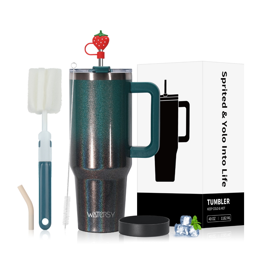WATERSY Copo de Inox com Palha - Ideal para Carro, Academia e Acampamento, Envio
