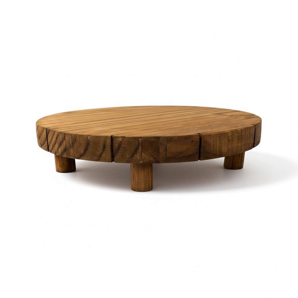 Suporte Bolacha Base para Panelas/Petisqueira/Vaso Madeira Pinus Rustica com Pé