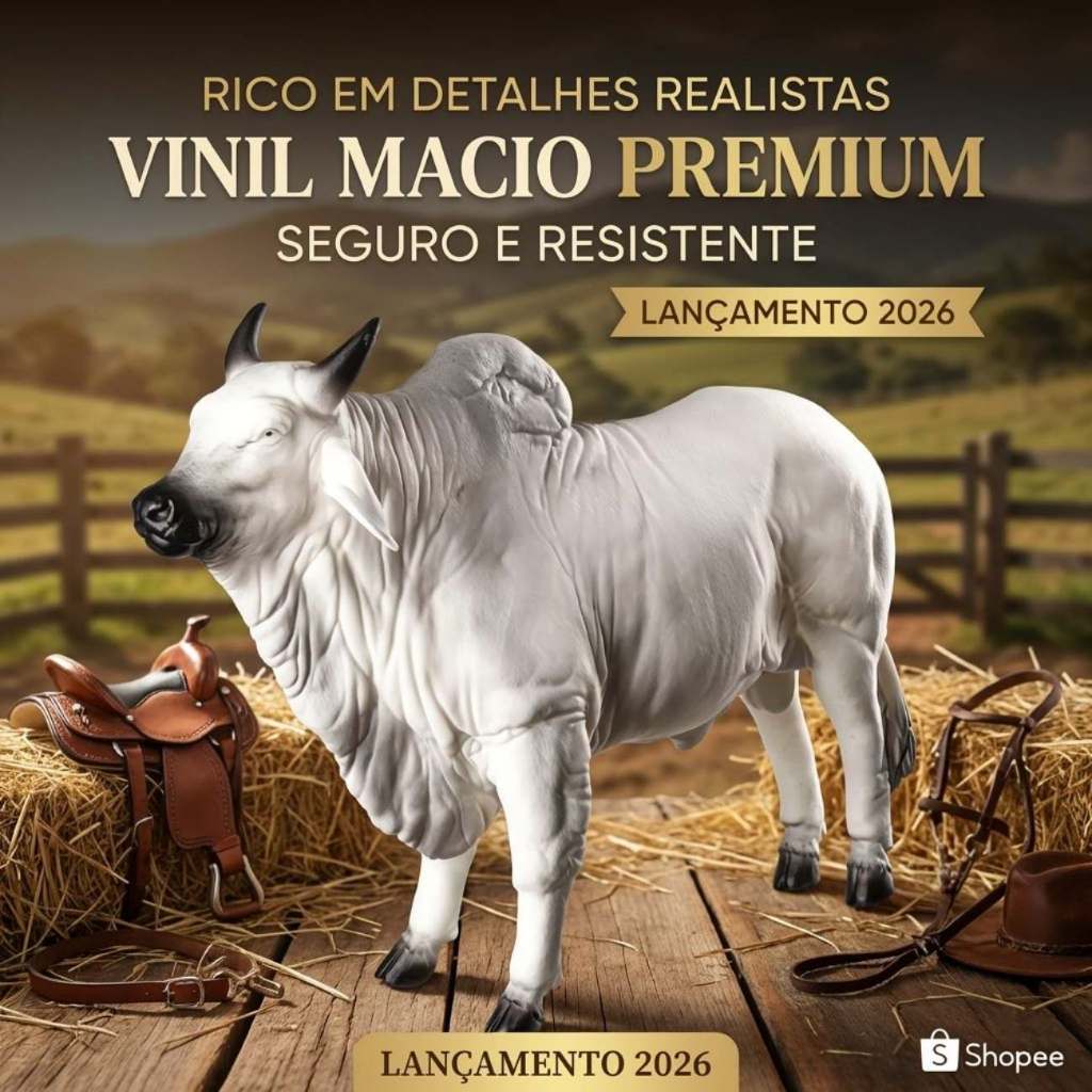 Touro Realista Brinquedo Vinil Macio Premium 25cm Fazendinha Lançamento 2026