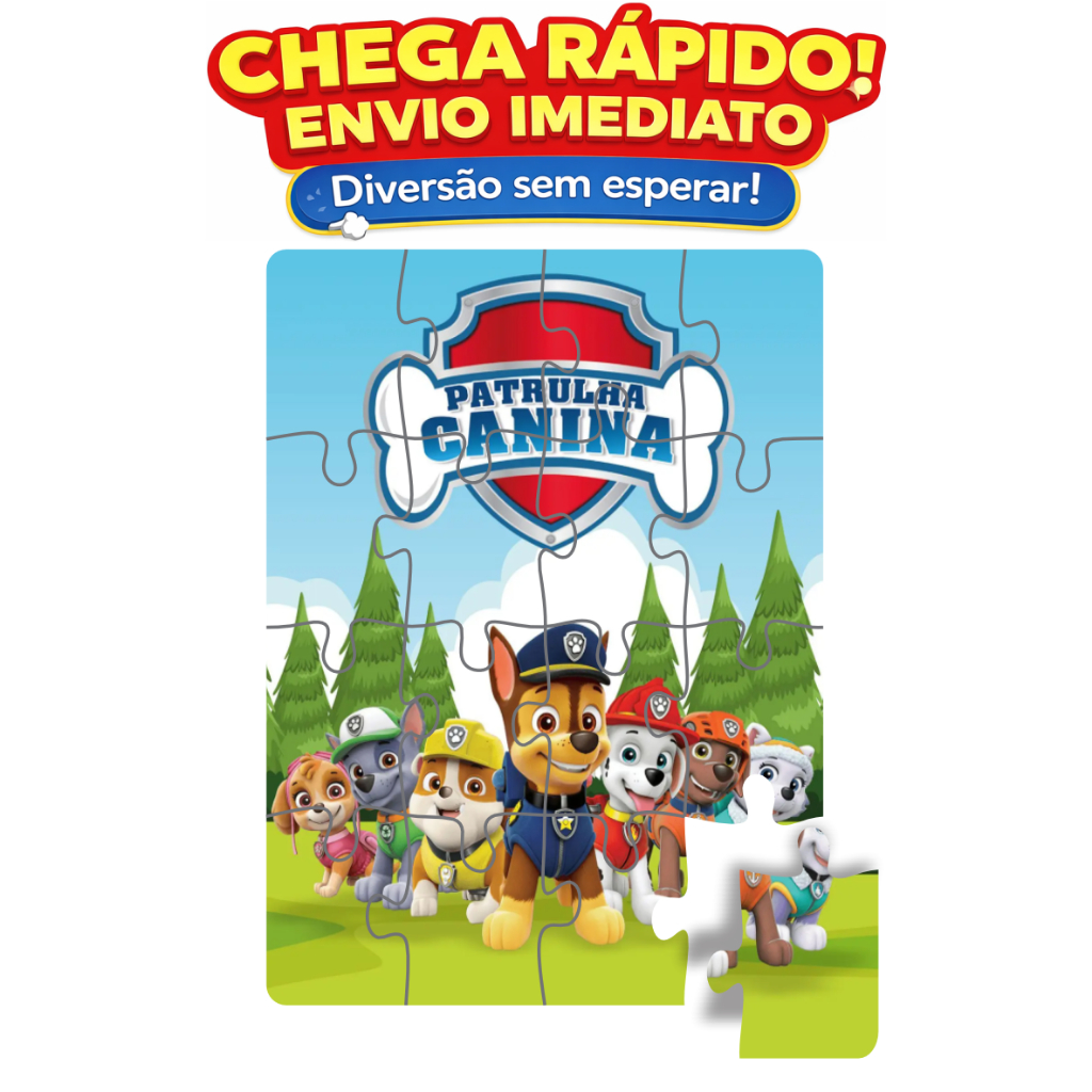 Brinquedo Educativo Ludico Quebra Cabeça Patrulha Canina 20 peças - Brincar e Aprender