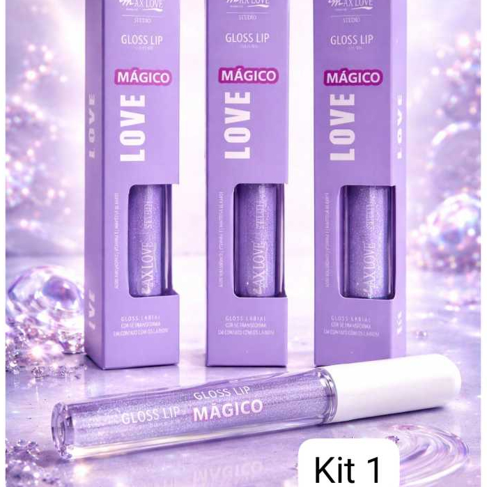 KIT LIP OIL GLOSS BRILHO LABIAL RECONSTRUÇÃO HIDRATAÇÃO LABIAL VOLUMOSO MAX LOVE-3 UNIDADES.