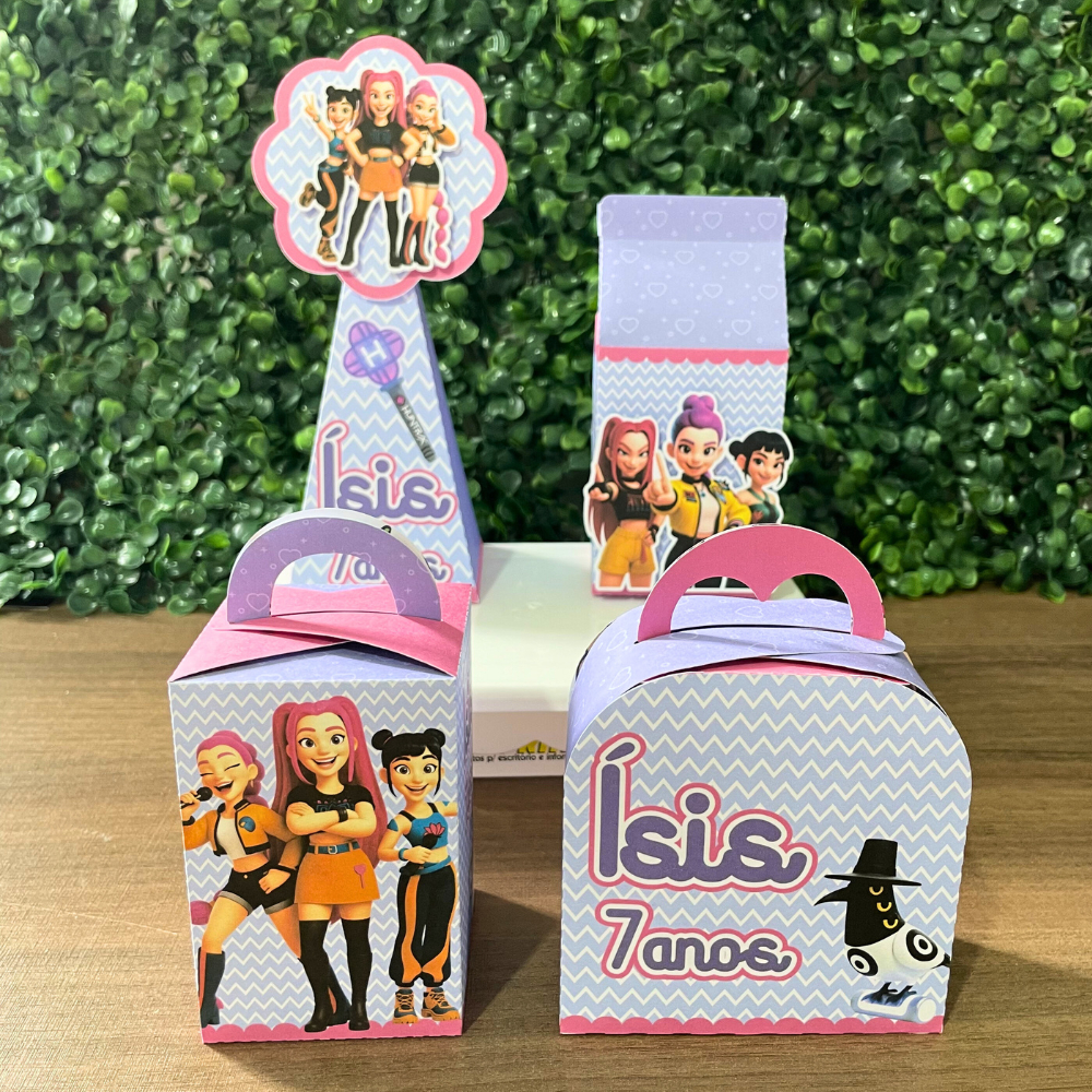 KIT Caixas Personalizadas Guerreiras do K-Pop - Festa- Aniversario-Lembrancinhas- PEGUE E MONTE