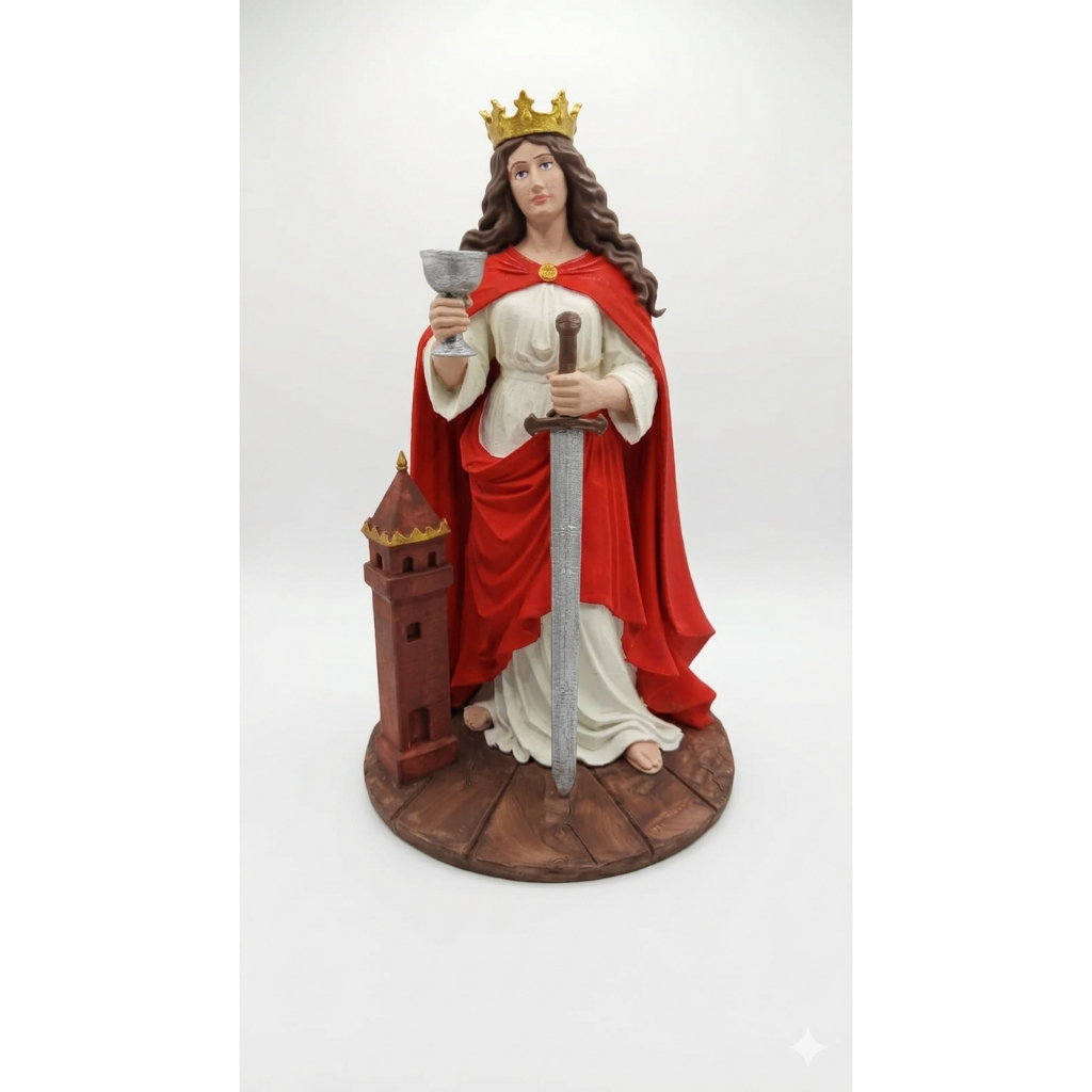 Estátua Imagem Santa Bárbara Padroeira dos Bombeiros - Impressão 3D - Arte Sacra