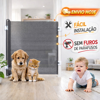 Tela Portão Barreira Separador de Proteção para Cachorro Gato Bebê Cerca Ajustável Anti-pulo Tela Pet Retrátil em Oferta na Shopee