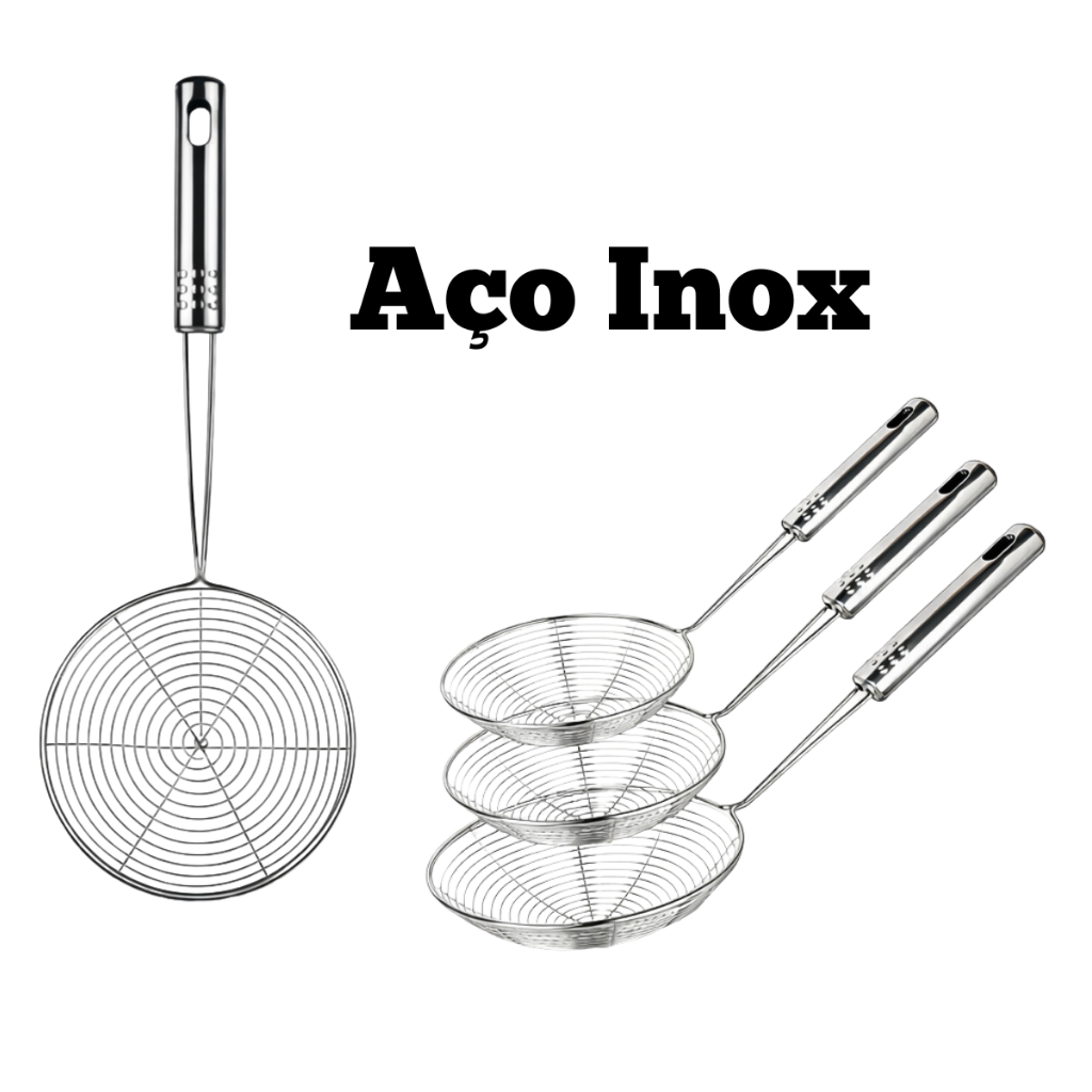 Escumadeira Fritura Inox Batata Pastel Resistente