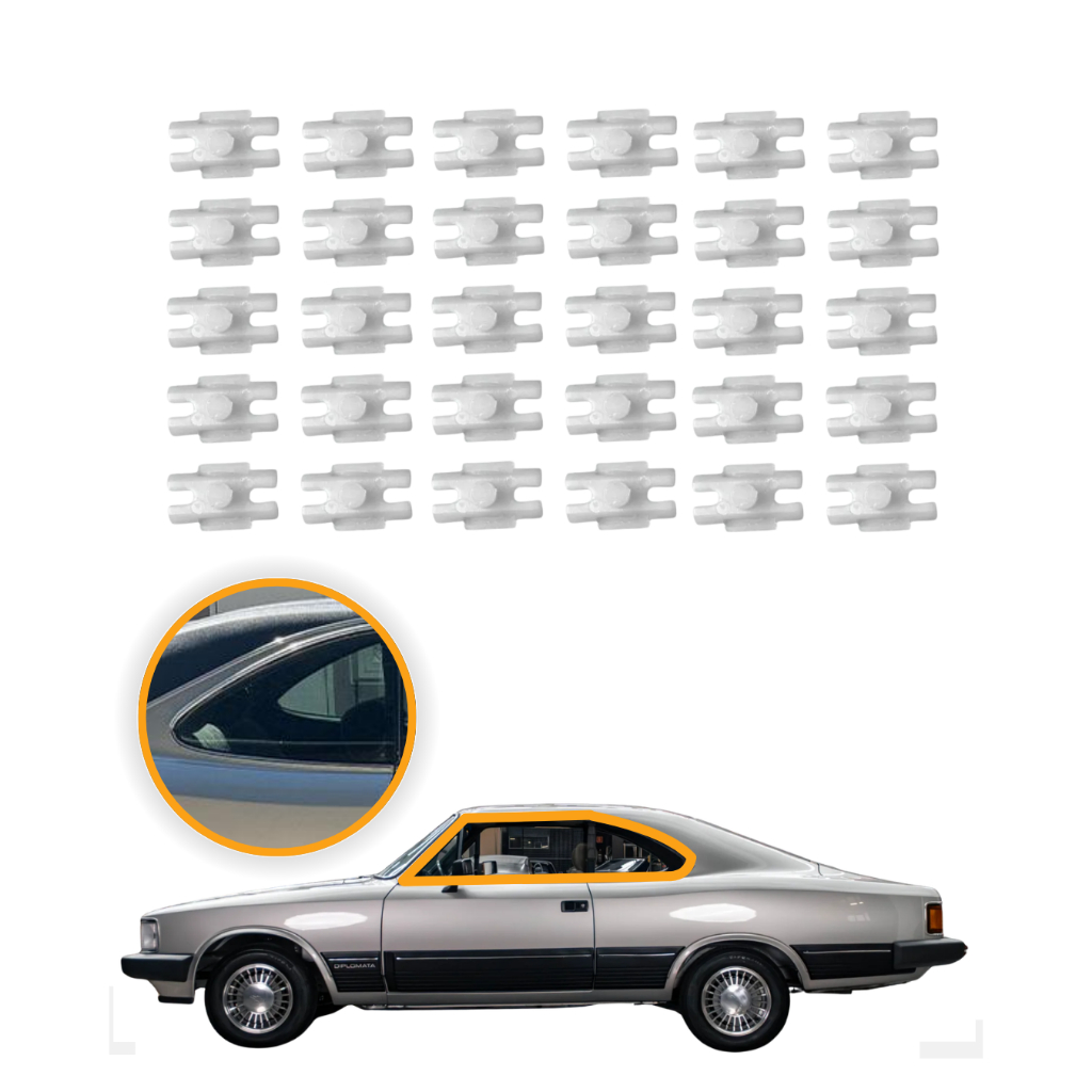 Kit 30 Peças Pesilha Grampos do Friso Lateral de Alumínio Fixação Opala Monza Chevette