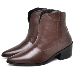 Bota Western Feminina Marrom Couro Legítimo Country DUBUY Sara 1718FG