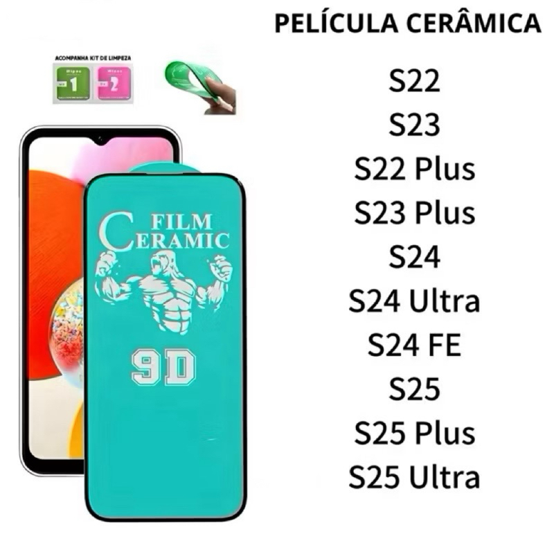 Película Cerâmica 9D Flexível Hidrogel Para Samsung S22 S23 S24 S25 Plus FE Ultra