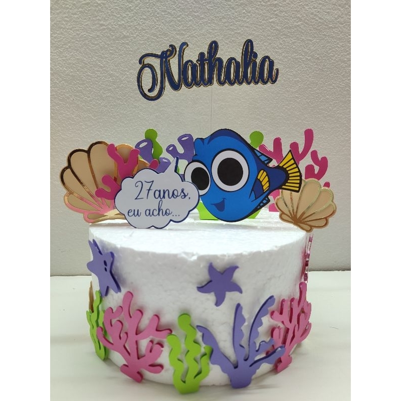 Topo de bolo Procurando Dory | Fundo do mar | procurando Nemo | personalizado de festa