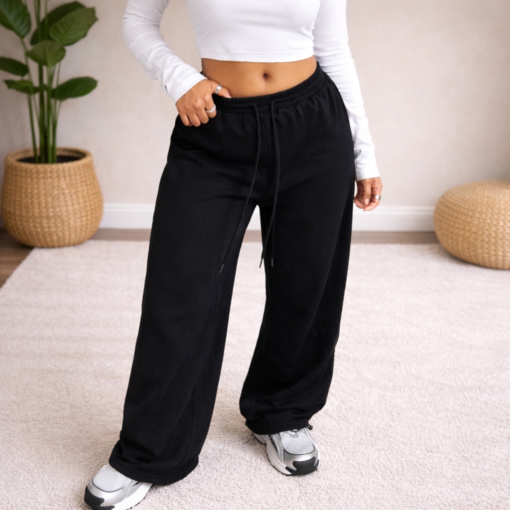 Calça Unissex Moletom Baggy Streetwear Básica Wide Leg Gym versátil HipHop 100% Algodão Premium Confortável Exclusiva em Oferta na Shopee