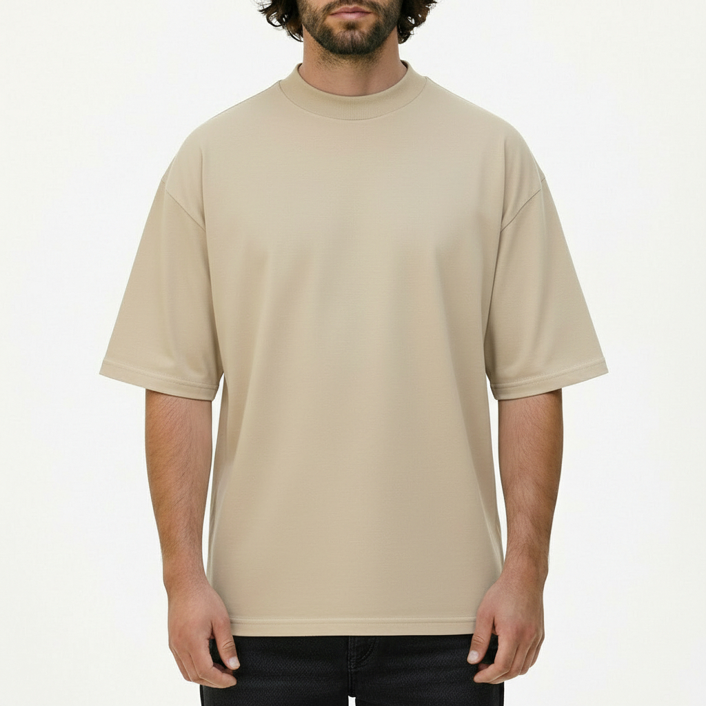 Camiseta Oversized Masculina Bege 100% Algodao Fio 30.1 Envio Imediato Streetwear Varias Cores Lisa
