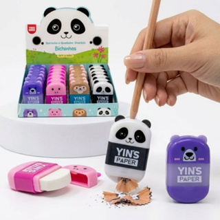 Borracha com Apontador 2 em 1 Infantil Bichinhos Fofos Escola Material Escolar Criança em Oferta na Shopee