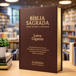 Biblia Sagrada Letra Grande | Harpa & Corinhos | RC | Luxo Marrom em Oferta na Shopee