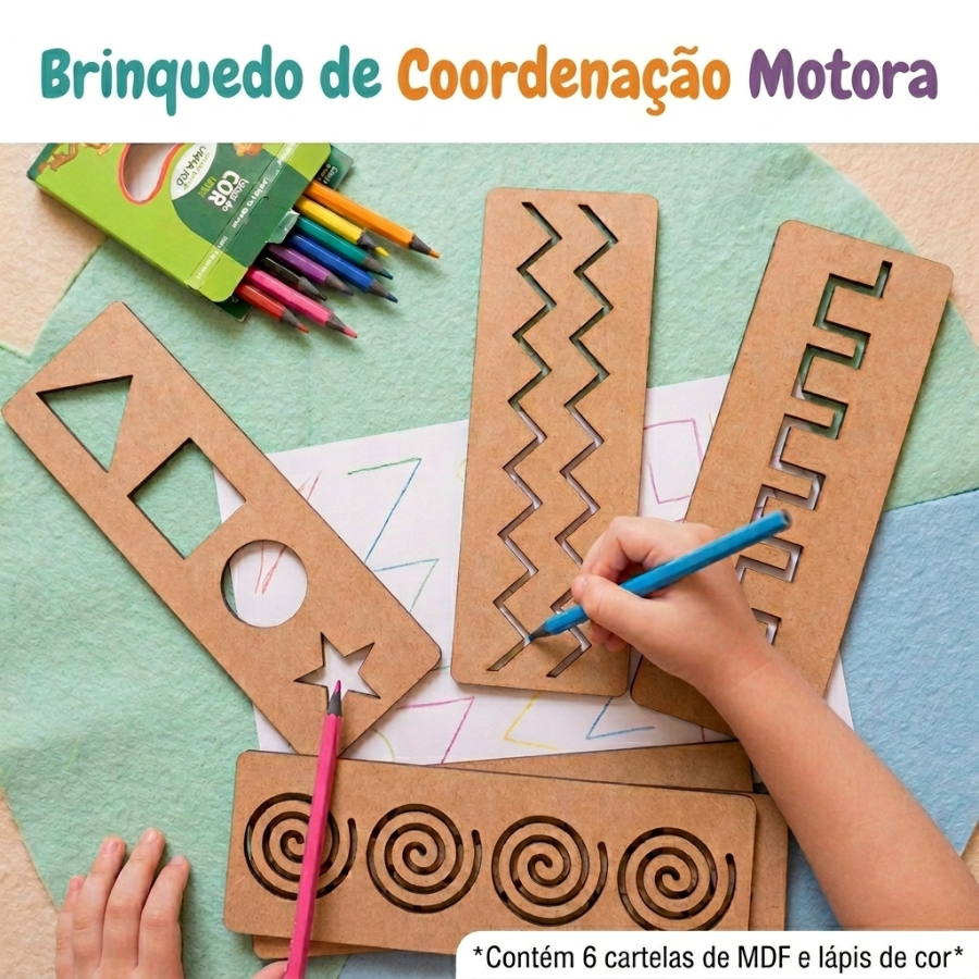 Brinquedo Educativo para Coordenação Motora Infantil Kit 6 Moldes Desenhos com Lápis de Cor em Oferta na Shopee