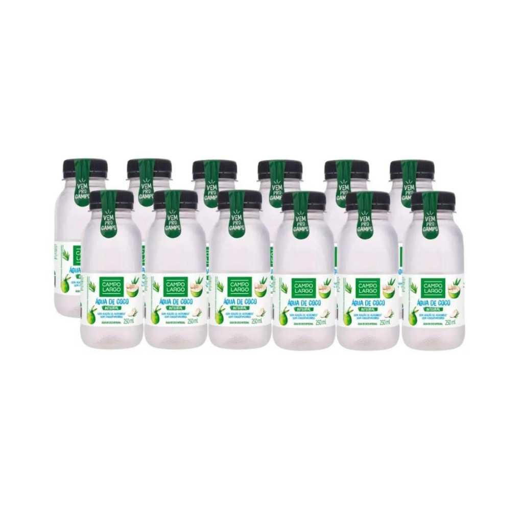 Kit 6 Água de Coco Campo Largo 250ml Bebida Natural Refrescante Pronta Para Beber