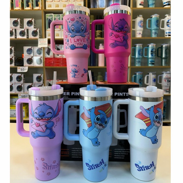 Caneca Stitch Premium 1200ML Garrafa Térmica com tampa e canudo