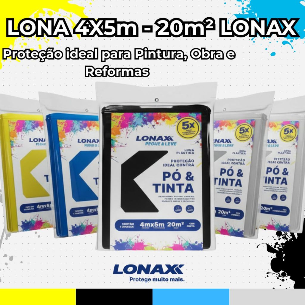 Lona 4x5m Lonax Impermeável Proteção Pintura Reforma Obra Construção Resistente Prática Multiuso Camping