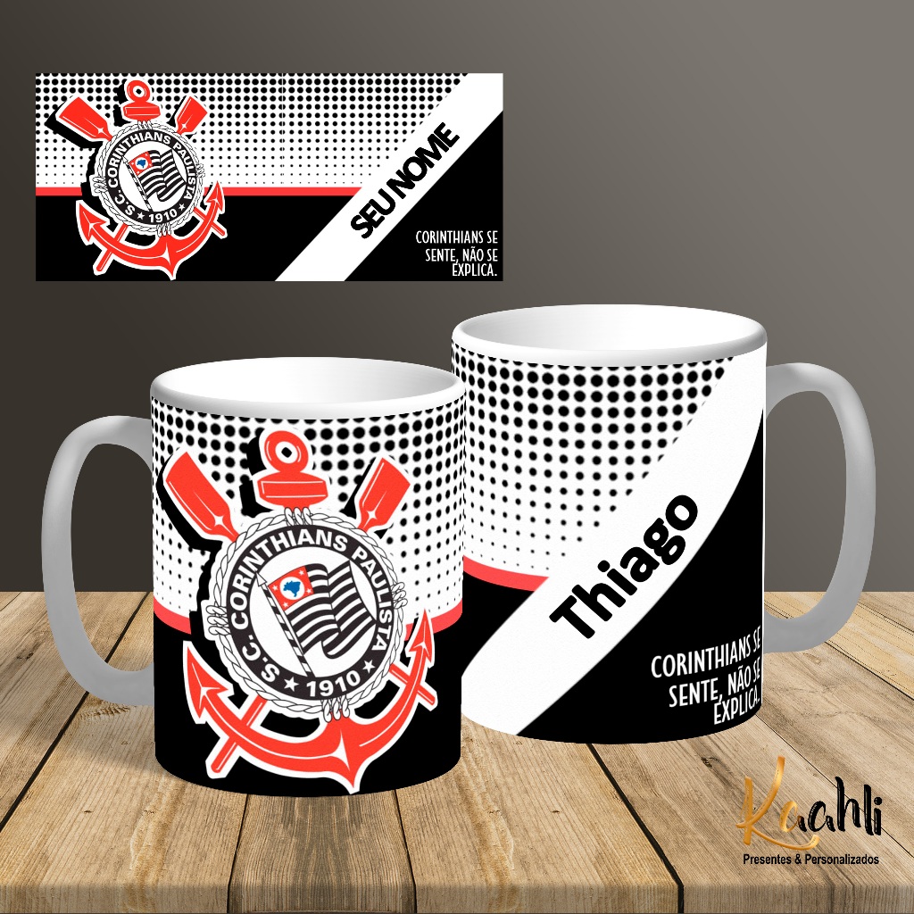 Caneca Timão Time Corinthians xicara Personalizada Com Seu Nome