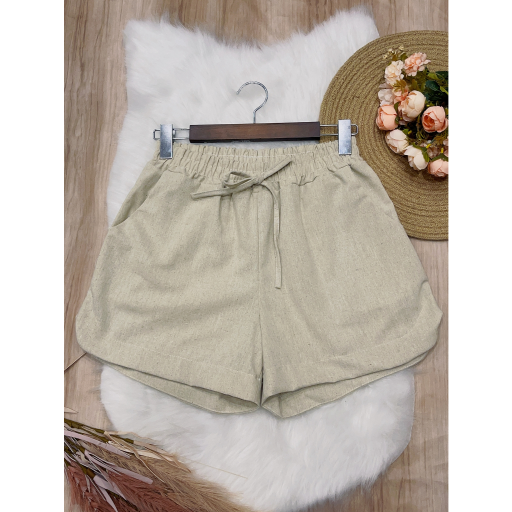 olinka modas short linho com bolso 0209 em Oferta na Shopee