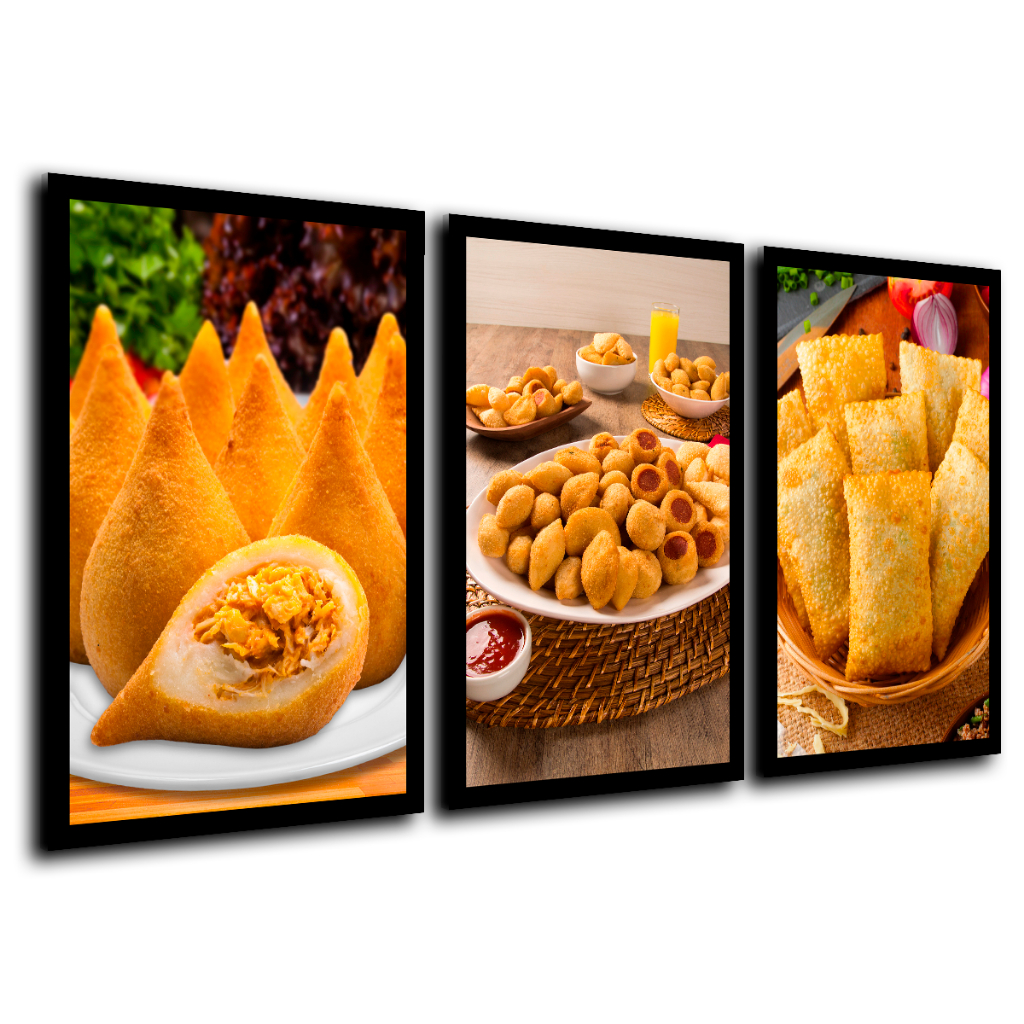 Quadros Decorativos Coxinha Pastel Mini Salgados